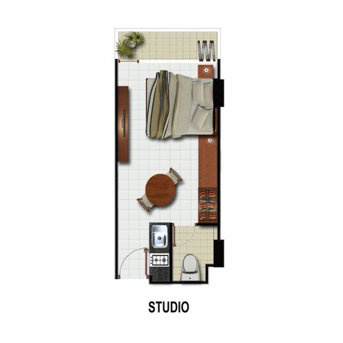 foto denah rumah tipe STUDIO 26A perumahan Gateway Pasteur Apartment TOPAZ DIAMOND