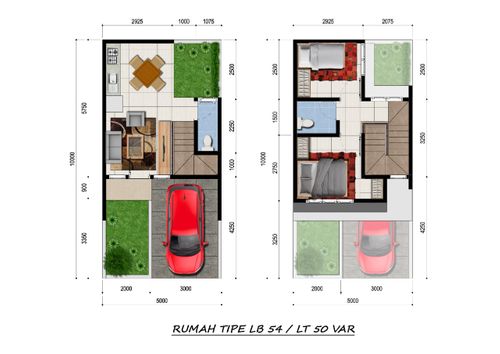 foto denah rumah tipe CASTILA B-30 perumahan THE VILLAS TOWN HOUSE