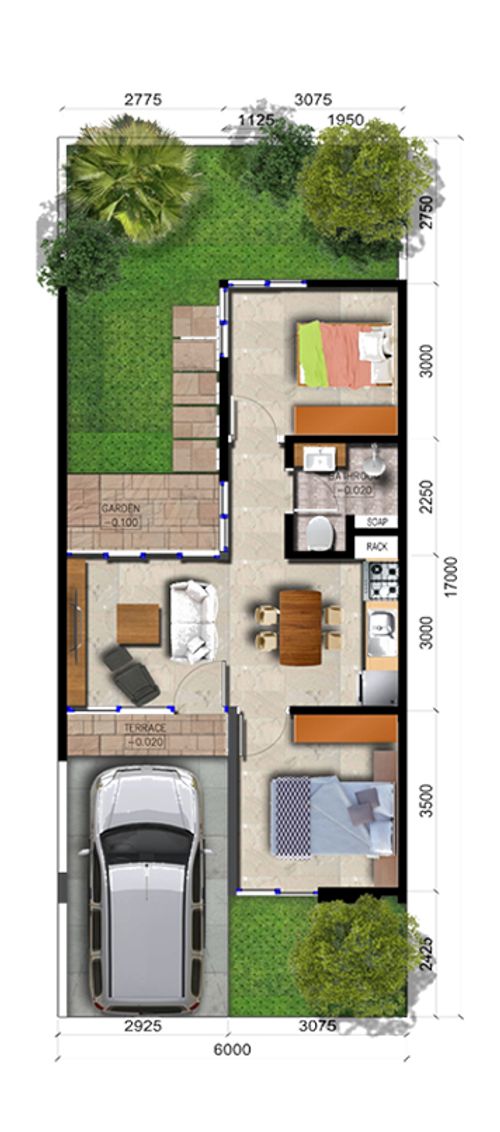 foto denah rumah tipe Edelweiss 2022 perumahan The Visenda One Residence