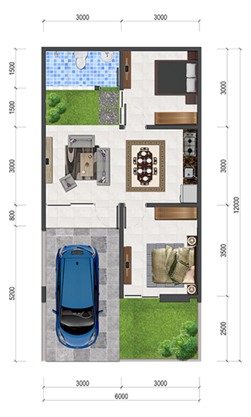 foto denah rumah tipe Lily 2022 perumahan The Visenda One Residence