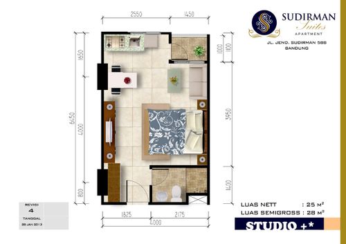 foto denah rumah tipe STUDIO+*(MH 1-7) perumahan Sudirman Suites Apartment