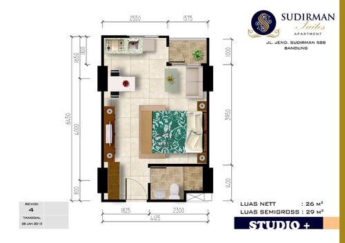 foto denah rumah tipe STUDIO+(MH1-19) perumahan Sudirman Suites Apartment