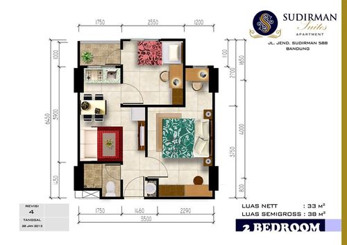 foto denah rumah tipe 2BR (MP 1-7) perumahan Sudirman Suites Apartment