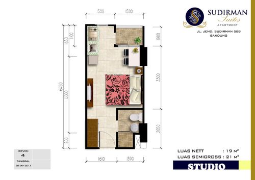 foto denah rumah tipe STUDIO (MP 6-12) perumahan Sudirman Suites Apartment