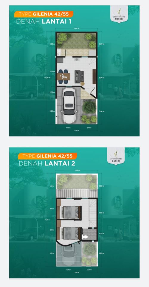 foto denah rumah tipe GILENIA perumahan NEW LAGOOSI VILLAGE