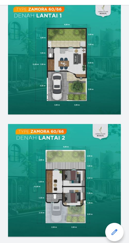 foto denah rumah tipe ZAMORA perumahan NEW LAGOOSI VILLAGE