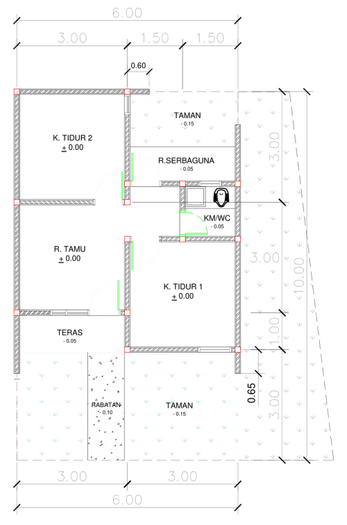 foto denah rumah tipe DS15A-8 perumahan Taman Warnasari Indah I