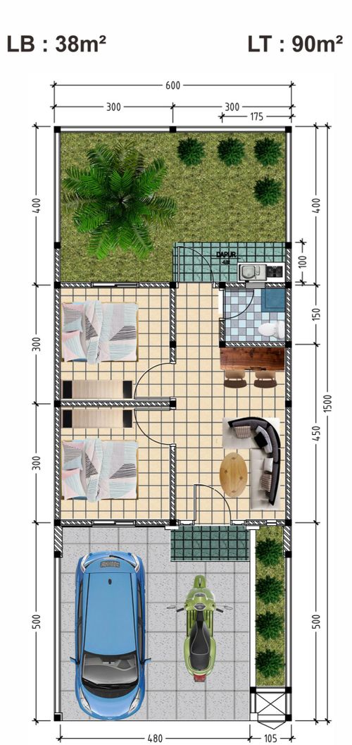 foto denah rumah tipe NEW AZALEA (927) perumahan TAMAN WISATA REGENCY