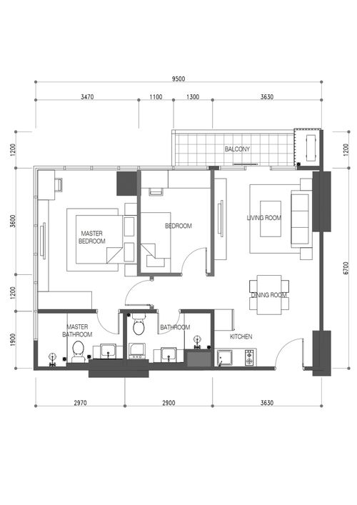 foto denah rumah tipe 2BRB perumahan Samara Suites