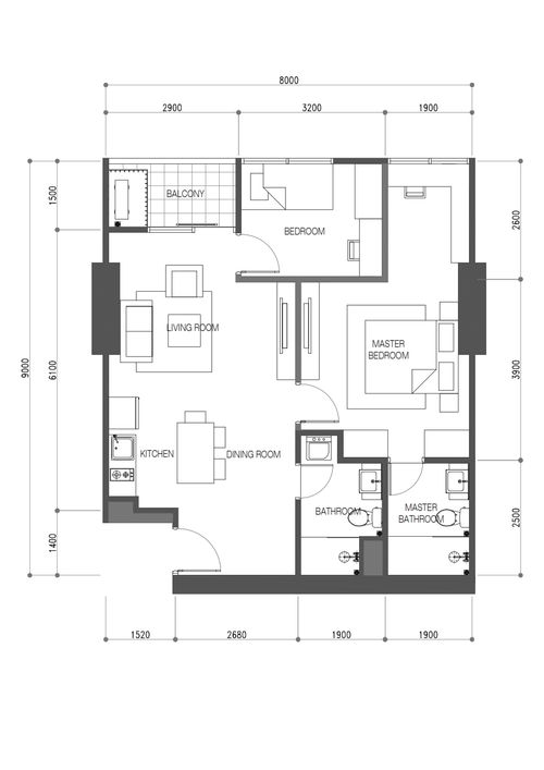 foto denah rumah tipe 2BRC perumahan Samara Suites