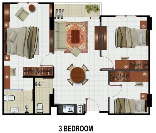 foto denah rumah tipe 3BC 83 perumahan Gateway Pasteur Apartment TOPAZ DIAMOND