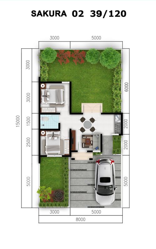 foto denah rumah tipe Sakura 2 (17-Des-21) perumahan CitraIndah City Bukit Sakura