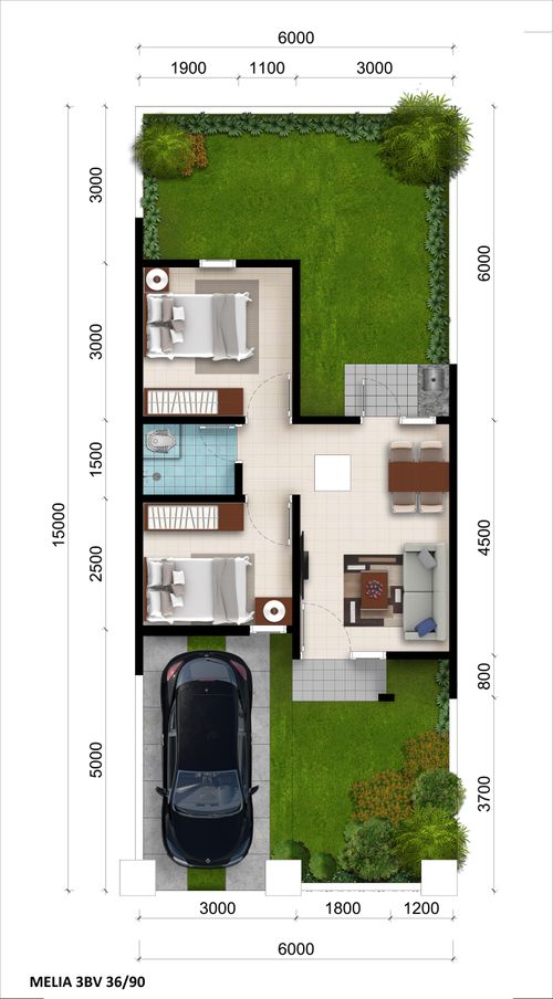foto denah rumah tipe Melia 3 BLV Hoek 133 (17-Des-21) perumahan CitraIndah City
