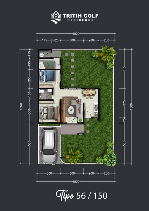 foto denah rumah tipe 56/160 (470K) 2022 perumahan Tritih Golf Residence