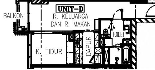 foto denah rumah tipe 1BR-ND2 perumahan Apartemen Branz Simatupang