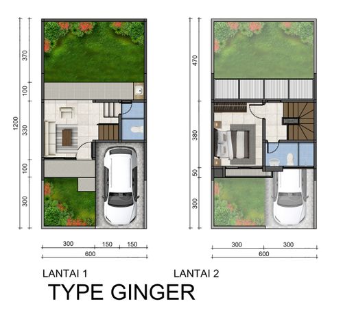 foto denah rumah tipe Ginger perumahan Magnolia Residence