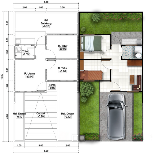 foto denah rumah tipe 26/72 150 perumahan ALAM SANGGAR INDAH EXTENSION