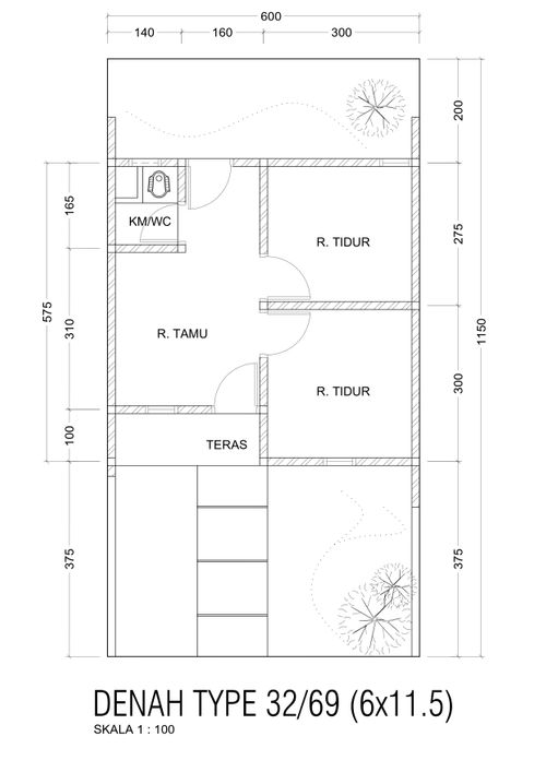 foto denah rumah tipe 32/69 perumahan PERMATA PESANGGRAHAN 2