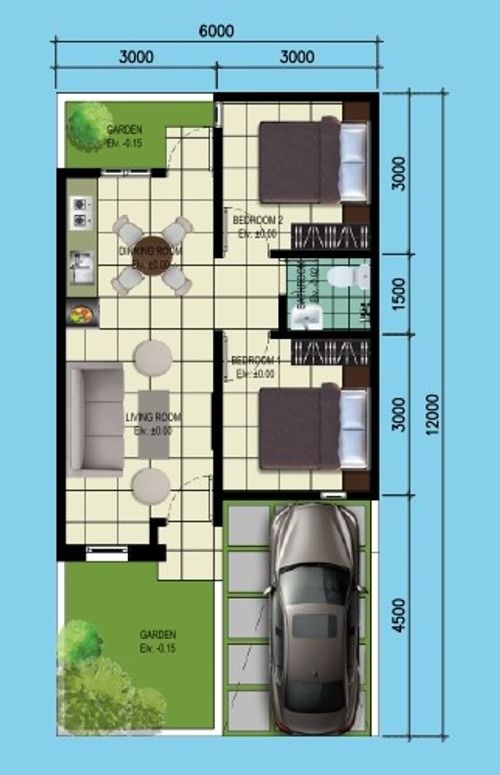 foto denah rumah tipe 45/144 perumahan Graha Cipta 5