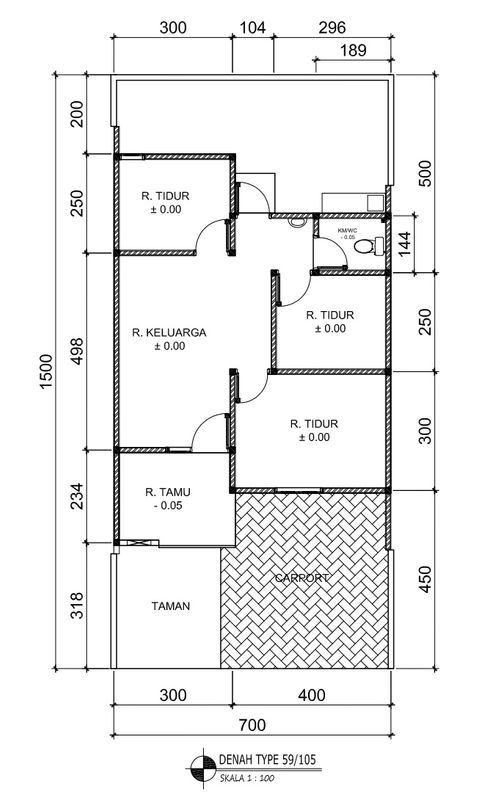 foto denah rumah tipe 59/141 perumahan BUKIT ELANG RESIDENCE CLUSTER WALLACE