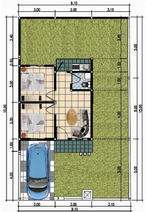 foto denah rumah tipe NEW SANSIVERA POJOK (1256) perumahan NATURA RESIDENCES