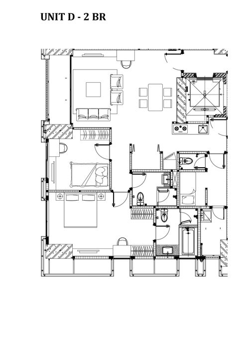 foto denah rumah tipe Southgate Residence 2 Unit D 2BR+ Maid perumahan Southgate Residence