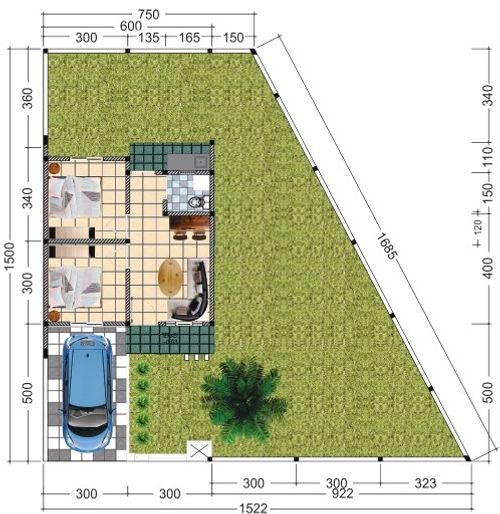 foto denah rumah tipe NEW SANSIVERA POJOK (1481) perumahan NATURA RESIDENCES
