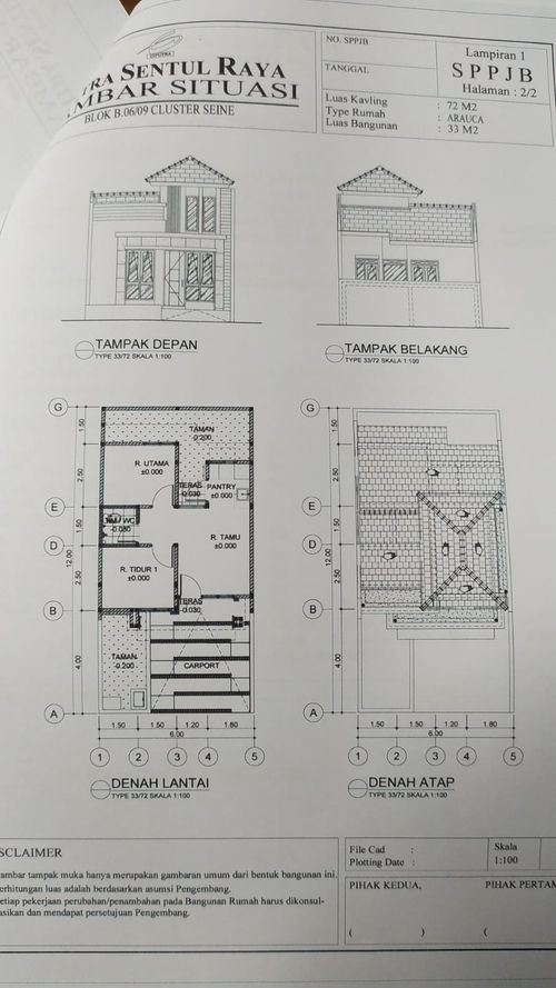foto denah rumah tipe ARAUCA B.06/09 perumahan PERUMAHAN CITRA SENTUL RAYA