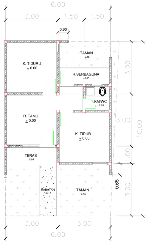 foto denah rumah tipe DT3A-2 perumahan Taman Warnasari Indah I