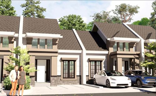 foto tampak rumah tipe SADEWA 2 (L) 34/72 MAR 22 perumahan Cluster Sriwijaya - Darmawangsa Residence Bekasi