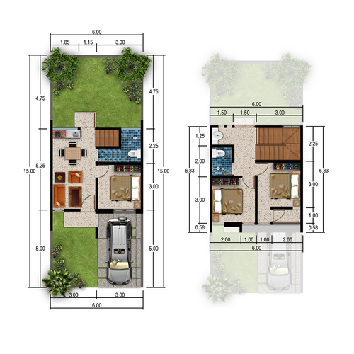 foto denah rumah tipe BEVERLY perumahan DE CASSABLANCA RESIDENCE