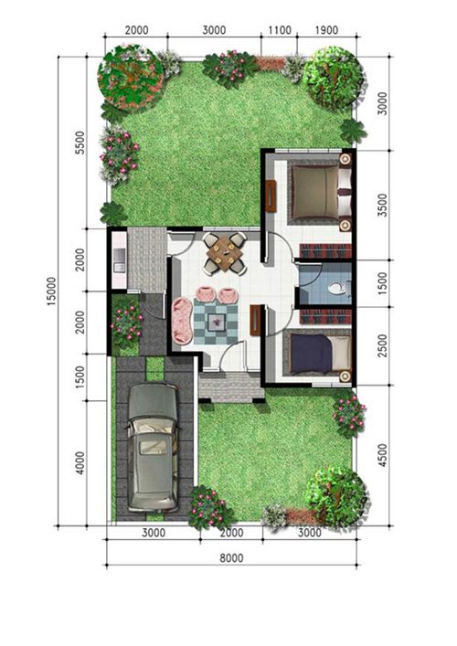 foto denah rumah tipe Chrysant perumahan CitraGarden Pekanbaru