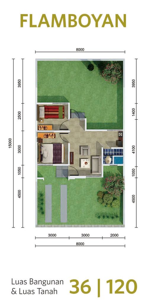 foto denah rumah tipe Flamboyan perumahan CitraRaya City Cluster Citra Bukit Raya