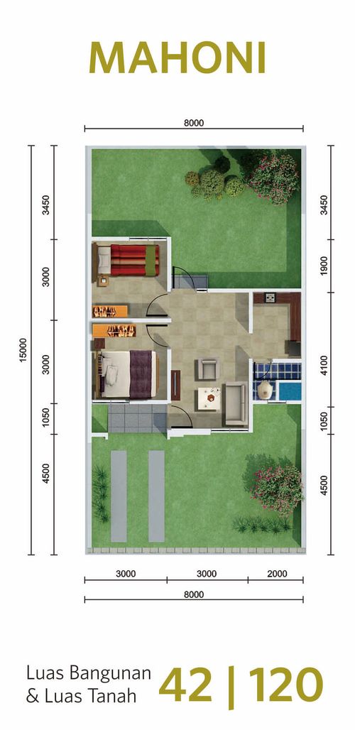 foto denah rumah tipe Mahoni IRR perumahan CitraRaya City Cluster Citra Bukit Raya