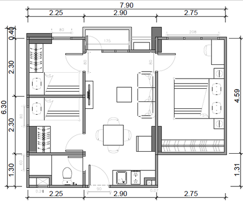 foto denah rumah tipe CORDIA - 3 BEDROOM perumahan APARTEMEN PODOMORO GOLF VIEW