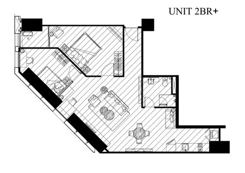 foto denah rumah tipe Apartemen Southgate Unit O 2BR+ perumahan Southgate Residence