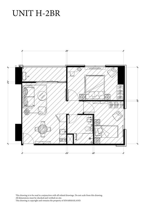foto denah rumah tipe Apartemen Southgate Unit H 2BR C perumahan Southgate Residence