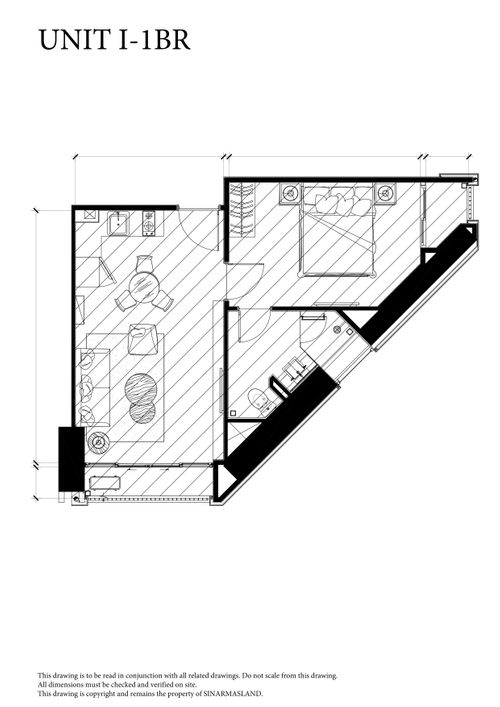 foto denah rumah tipe Apartemen Southgate Unit I 1BR B perumahan Southgate Residence