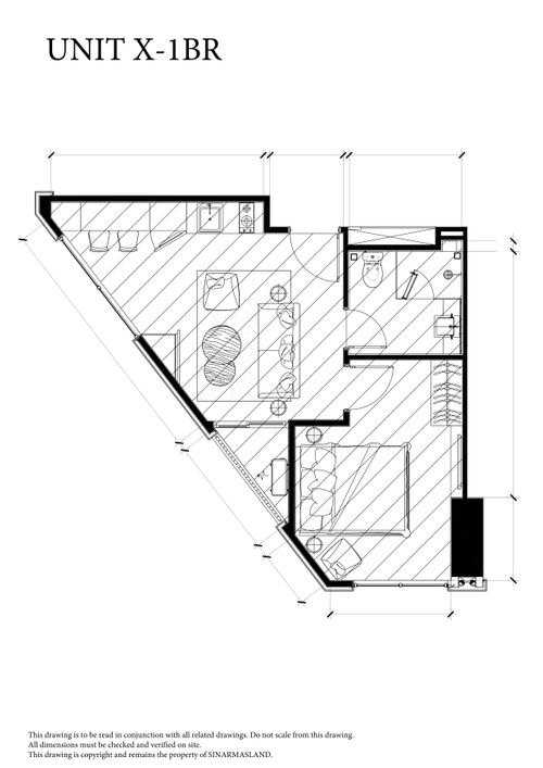 foto denah rumah tipe Apartemen Southgate Unit X 1 BR A perumahan Southgate Residence