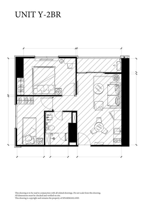 foto denah rumah tipe Apartemen Southgate Unit Y 2 BR A perumahan Southgate Residence