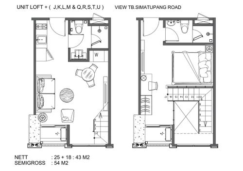 foto denah rumah tipe Apartemen Southgate Unit M Loft + B perumahan Southgate Residence