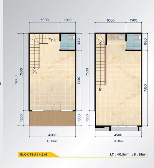 foto denah rumah tipe U/26 perumahan RUKO PASAR MODERN PARAMOUNT TAHAP 3
