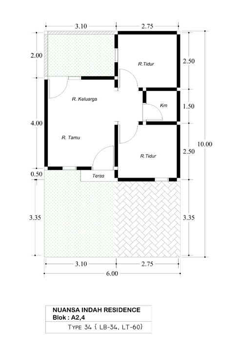 foto denah rumah tipe 34 m2 perumahan Nuansa Indah Residence