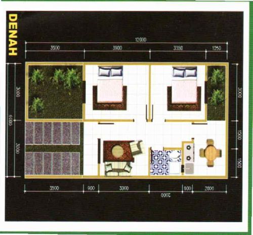 foto denah rumah tipe 45/88 perumahan BUKIT HIJAU KARAWACI