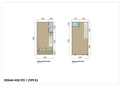 foto denah rumah tipe Std 1 (4x8) perumahan Ruko Golden Madrid Extension