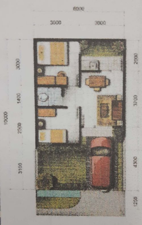 foto denah rumah tipe DE 1 36/60 perumahan La Palma Grande
