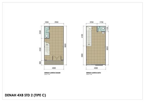 foto denah rumah tipe Std 2 (4x8) perumahan Ruko Golden Madrid Extension