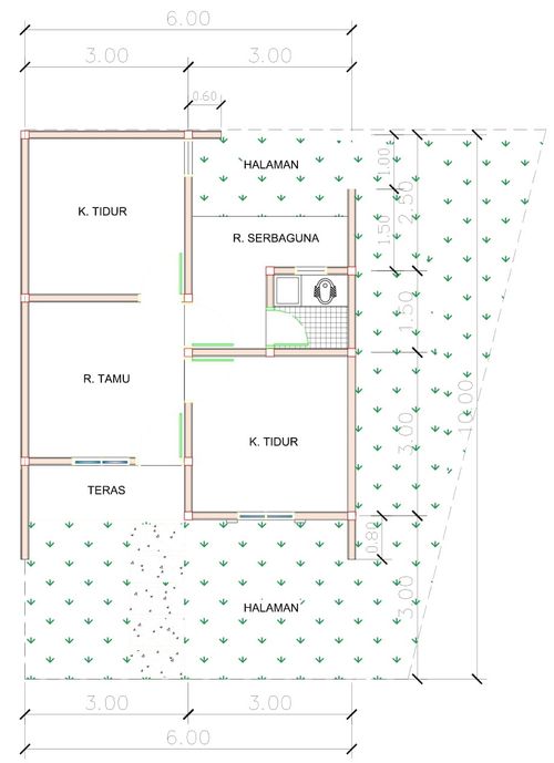 foto denah rumah tipe E26B-7 perumahan Puri Anggrek Serang 4 Teritih
