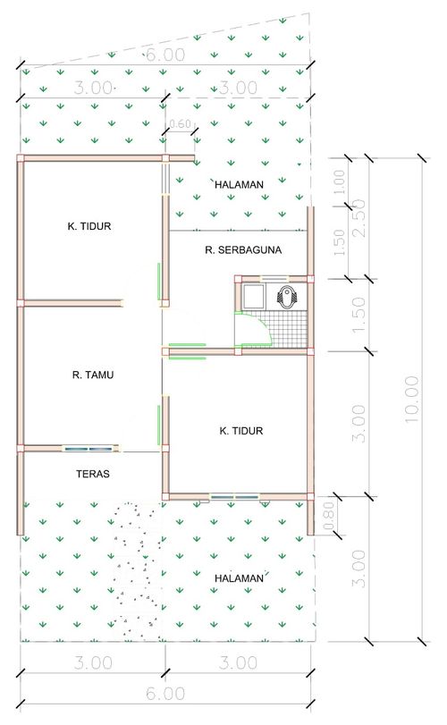 foto denah rumah tipe E26F-4 perumahan Puri Anggrek Serang 4 Teritih