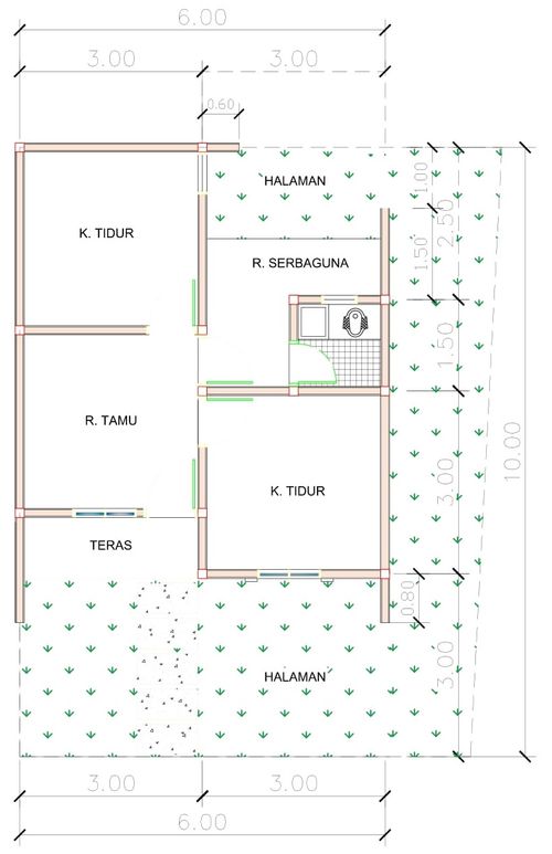 foto denah rumah tipe F11-5 perumahan Puri Anggrek Serang 4 Teritih